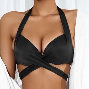 Chic Black Strappy Bikini Top